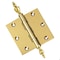 Embassy 3-1/2 x 3-1/2 Solid Brass Ball Bearing Hinge, Polished Brass Finish with Urn Tips 3535BBUS3U-1 - alternate 1